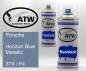 Preview: Porsche, Horizon Blue Metallic, 37X / F4: 400ml Sprühdose + 400ml Klarlack - Set, von ATW Autoteile West.